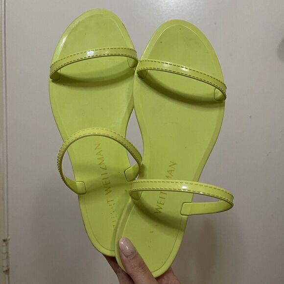 Stuart Weitzman neon yellow slip on jelly flats sandals size US 7 - Picture 4 of 4